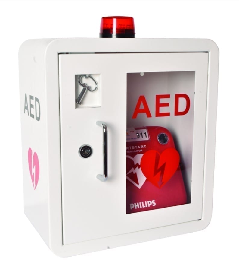 ארון מתכת למכשיר החייאה